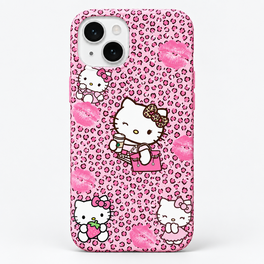 Kaeviq®Pembe Leopar Hello Kitty  Tasarım Telefon Kılıfı