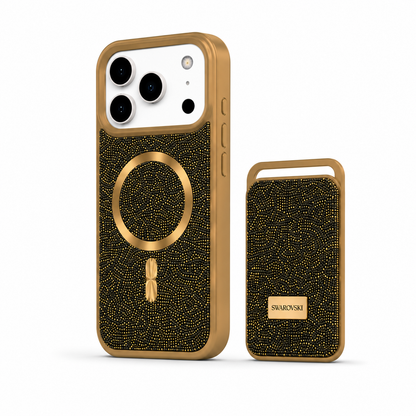Kaeviq® Taşlı Swarowski Magsafe Cüzdanlı Gold
