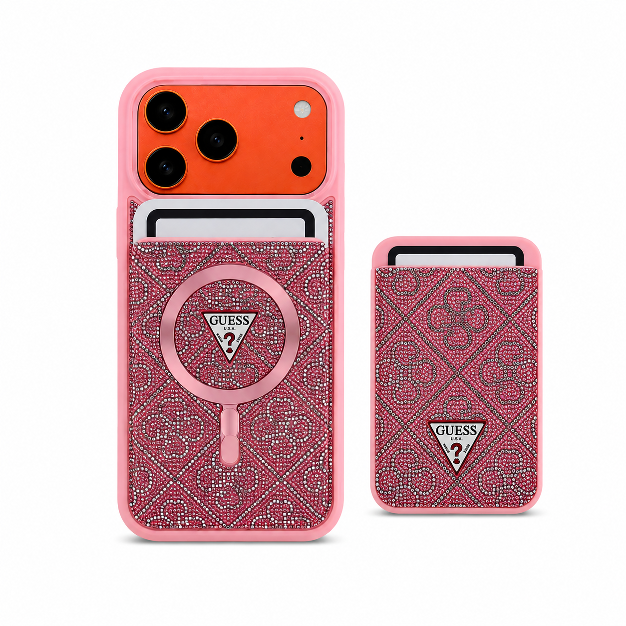 Kaeviq Guess Magsafe Cüzdanlı Kılıf Pembe