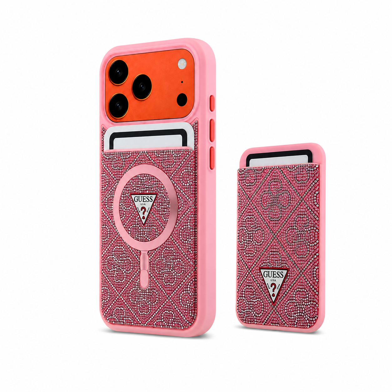 Kaeviq Guess Magsafe Cüzdanlı Kılıf Pembe