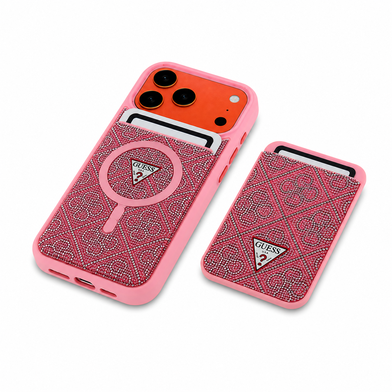 Kaeviq Guess Magsafe Cüzdanlı Kılıf Pembe