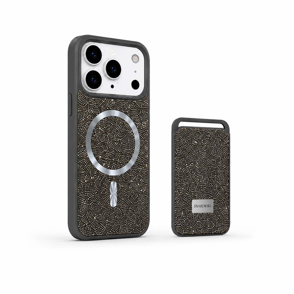 Kaeviq® Taşlı Swarowski Magsafe Cüzdanlı Gece Grisi