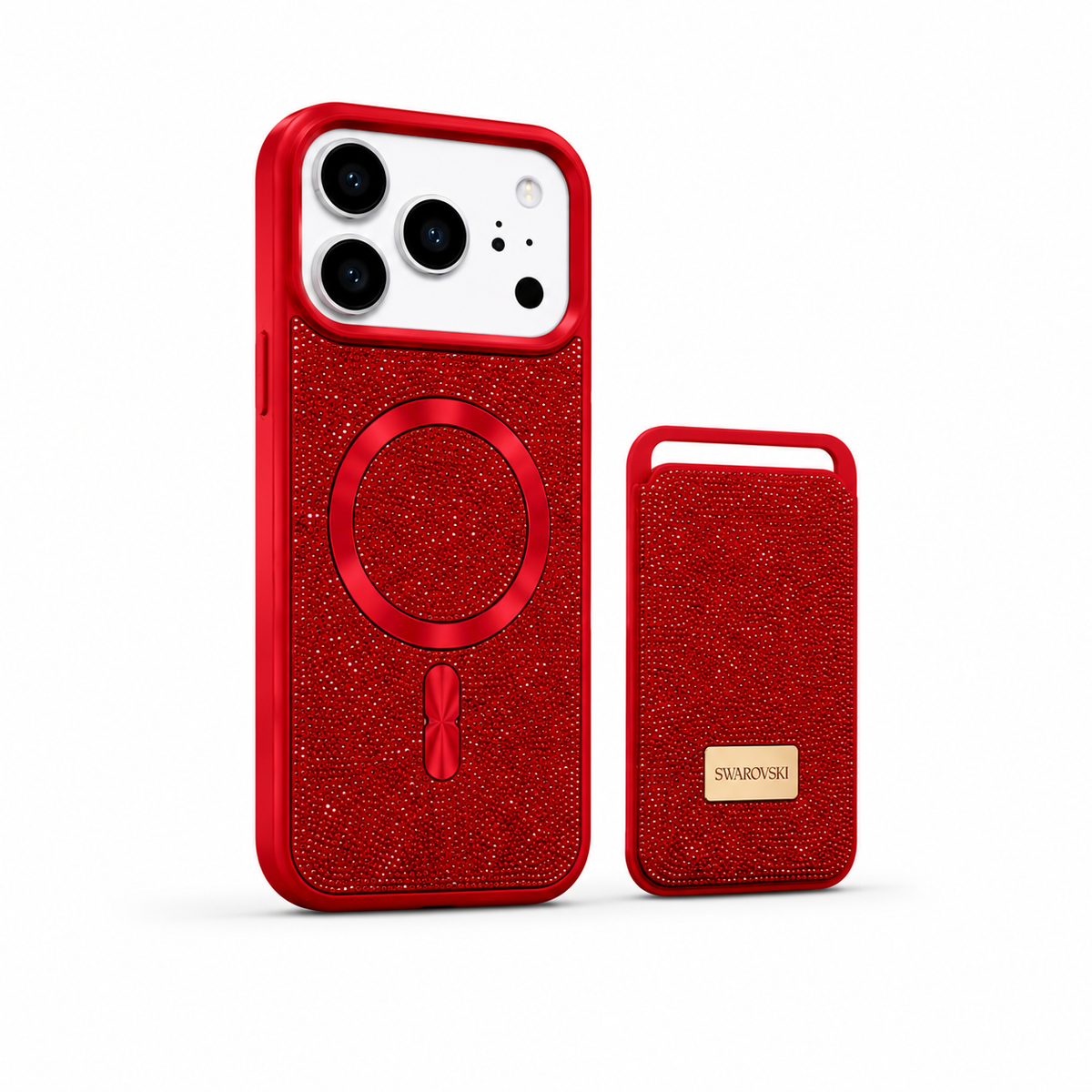 Kaeviq® Taşlı Swarowski Magsafe Cüzdanlı Yakut Kırmızısı