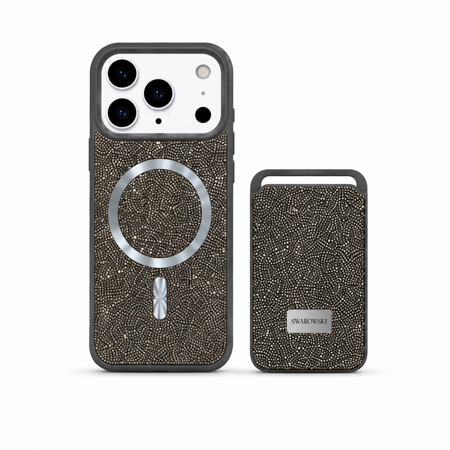 Kaeviq® Taşlı Swarowski Magsafe Cüzdanlı Gece Grisi