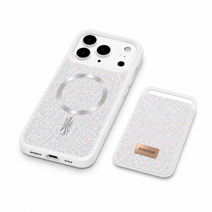 Kaeviq® Taşlı Swarowski Magsafe Cüzdanlı Beyaz