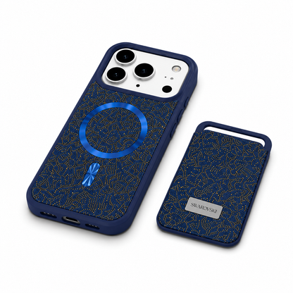 Kaeviq® Taşlı Swarowski Magsafe Cüzdanlı Lacivert