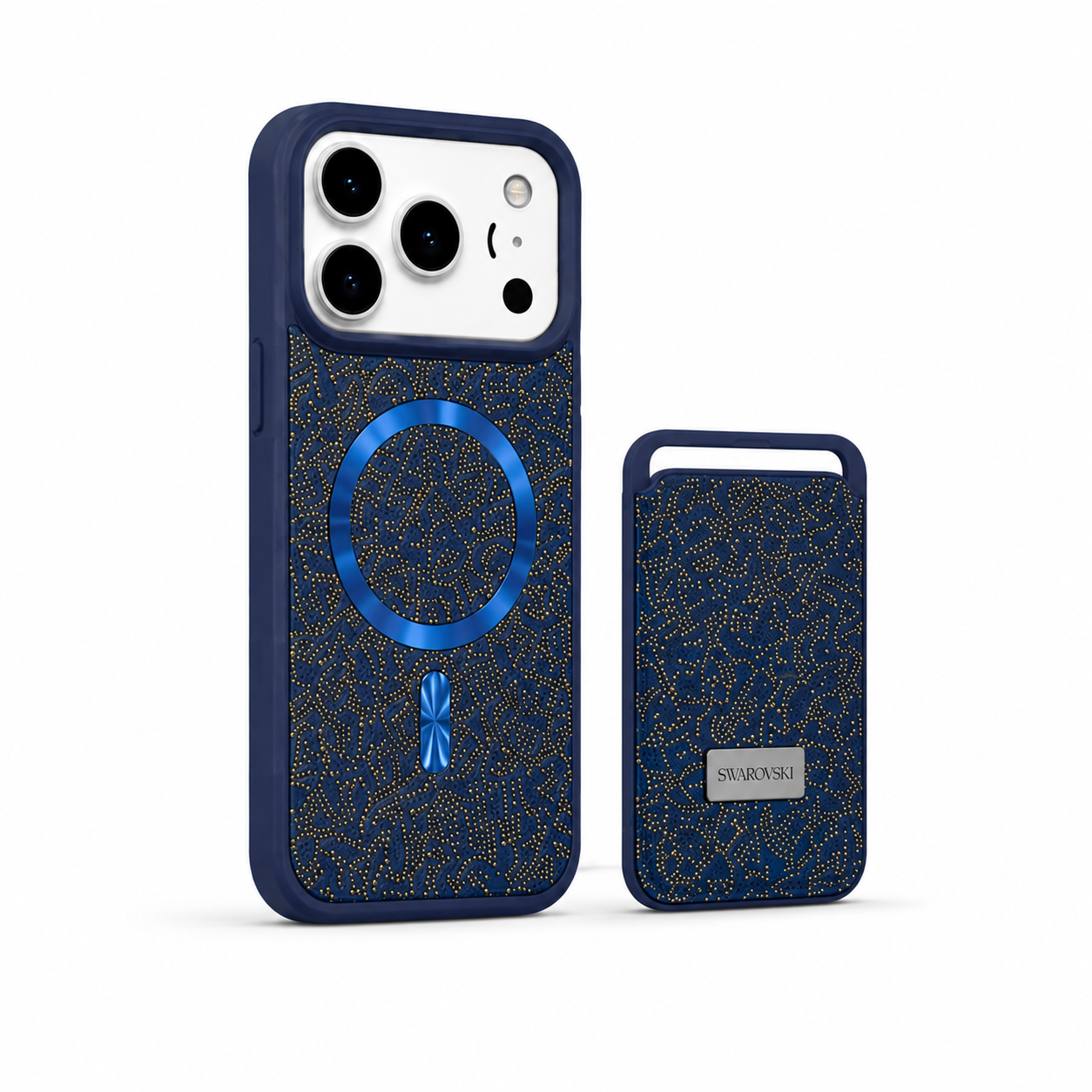 Kaeviq® Taşlı Swarowski Magsafe Cüzdanlı Lacivert