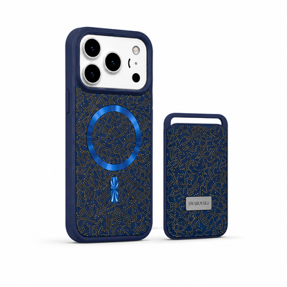 Kaeviq® Taşlı Swarowski Magsafe Cüzdanlı Lacivert