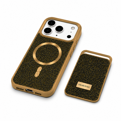 Kaeviq® Taşlı Swarowski Magsafe Cüzdanlı Gold