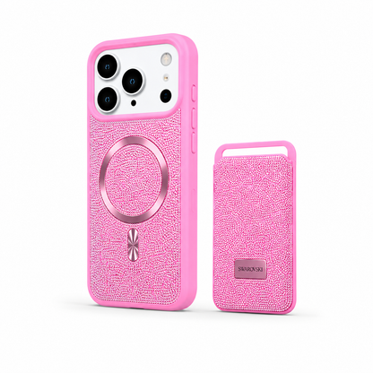 Kaeviq® Taşlı Swarowski Magsafe Cüzdanlı Pembe