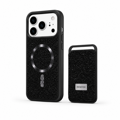 Kaeviq® Taşlı Swarowski Magsafe Cüzdanlı Siyah