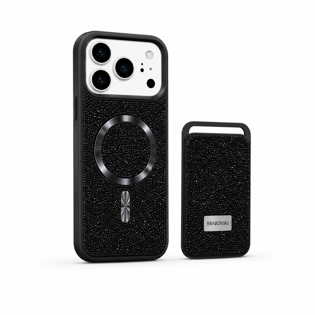 Kaeviq® Taşlı Swarowski Magsafe Cüzdanlı Siyah