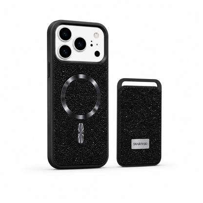 Kaeviq® Taşlı Swarowski Magsafe Cüzdanlı Siyah