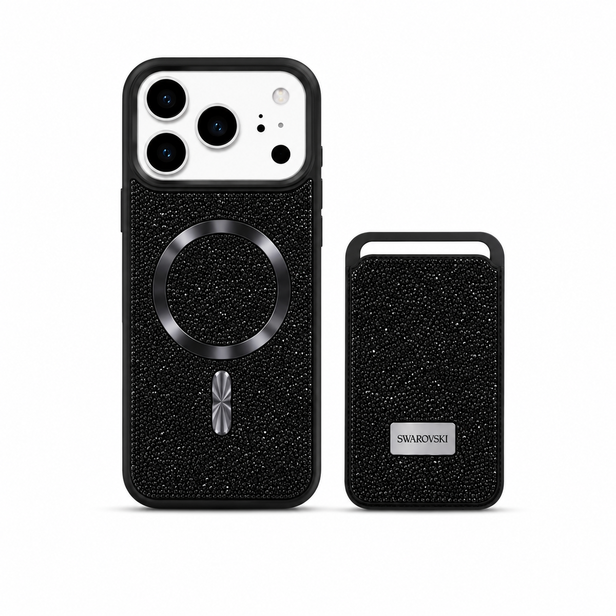 Kaeviq® Taşlı Swarowski Magsafe Cüzdanlı Siyah