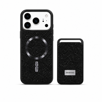 Kaeviq® Taşlı Swarowski Magsafe Cüzdanlı Siyah