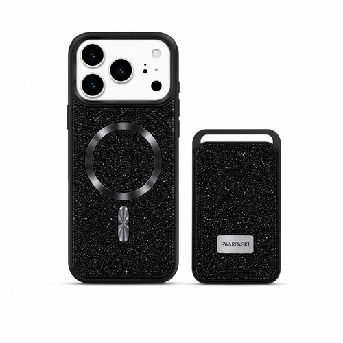 Kaeviq® Taşlı Swarowski Magsafe Cüzdanlı Siyah