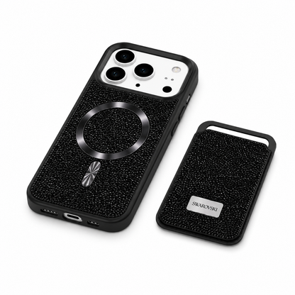Kaeviq® Taşlı Swarowski Magsafe Cüzdanlı Siyah