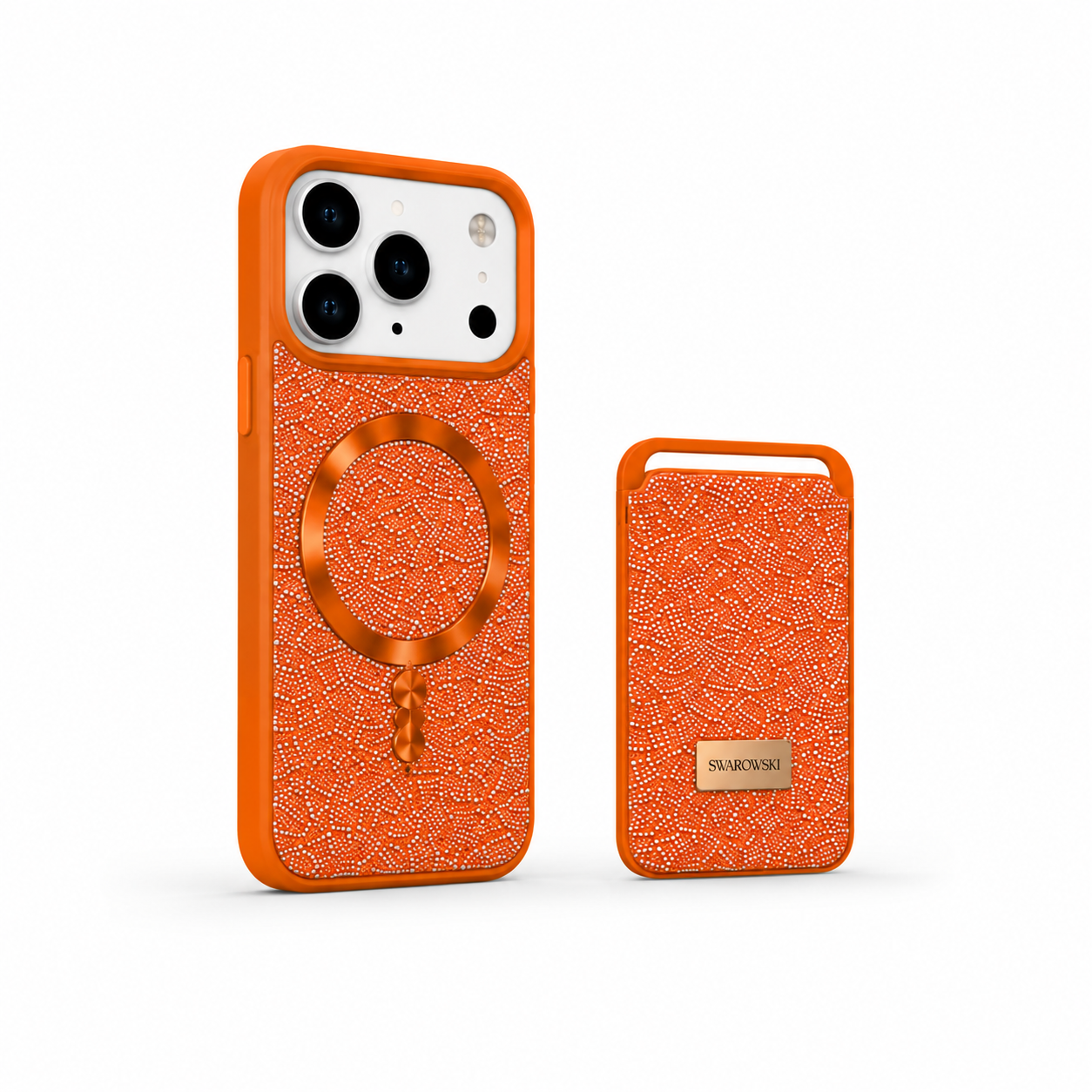 Kaeviq® Taşlı Swarowski Magsafe Cüzdanlı Turuncu