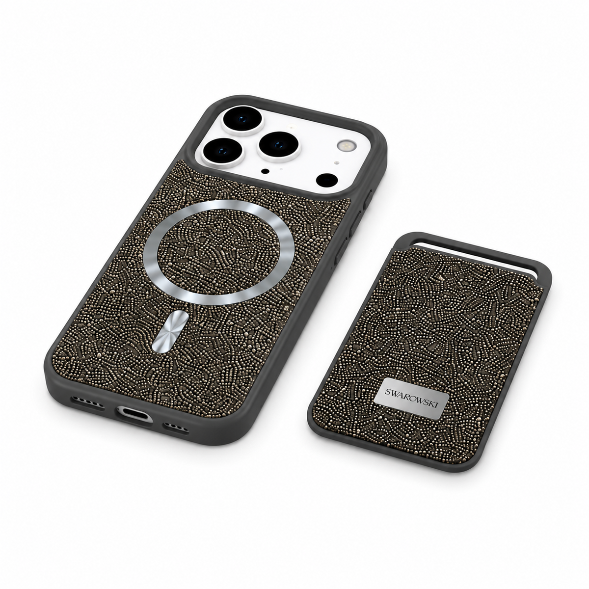 Kaeviq® Taşlı Swarowski Magsafe Cüzdanlı Gece Grisi