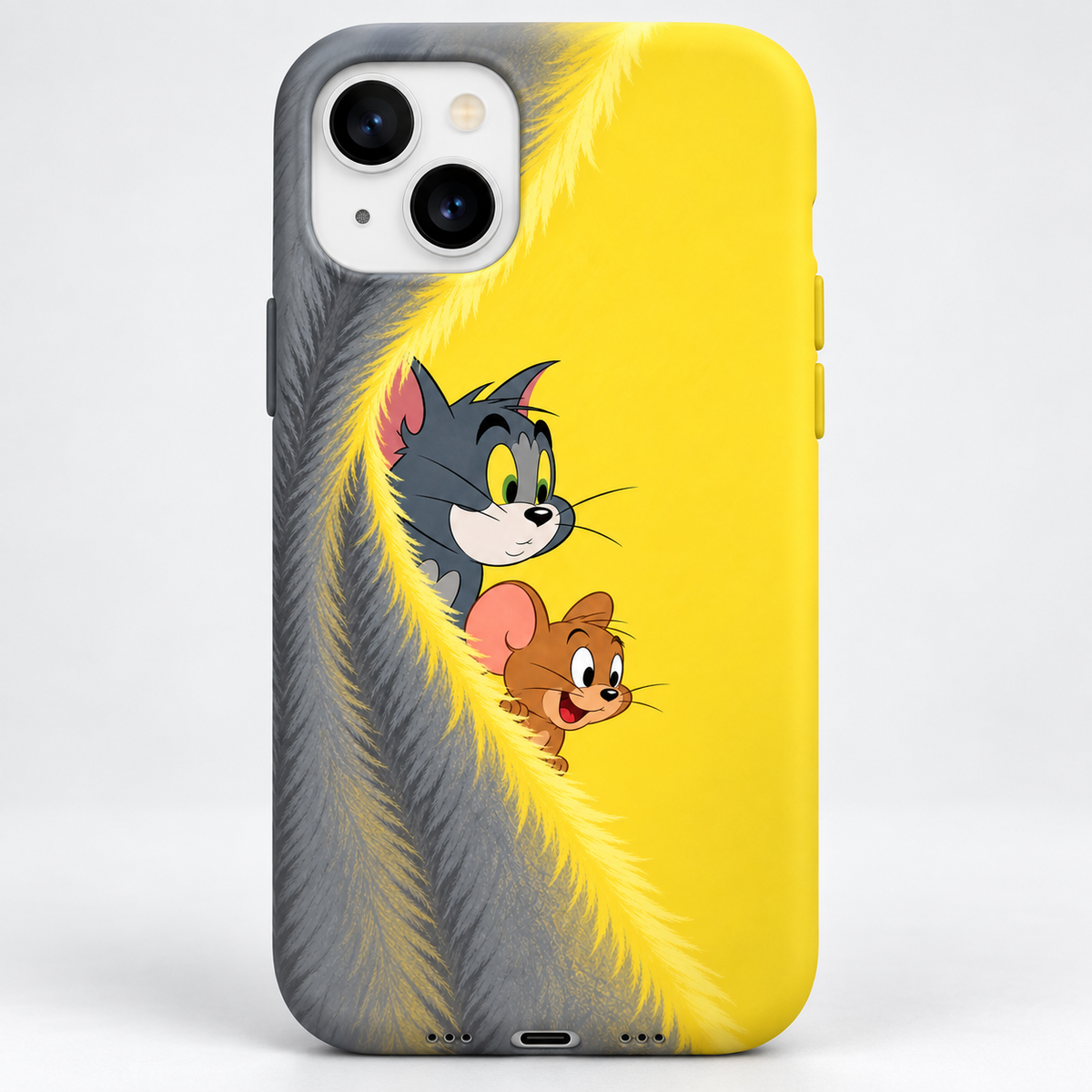 KAEVIQ Sarı Tom ve Jerry Tasarım Telefon Kılıfı – düz arka